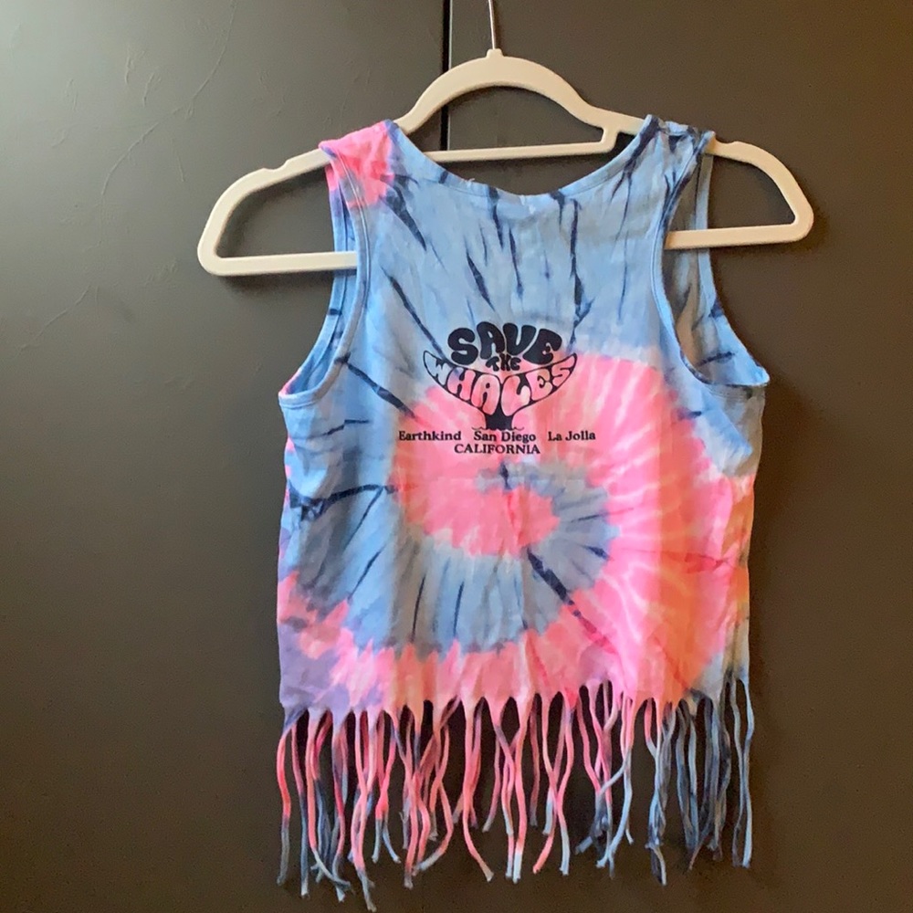 Save the Whales Pink and Blue Tie Dye Summer Tank Top